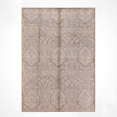 Original Hand Knotted Traditional Pattern Gray Wool and Cotton Rug