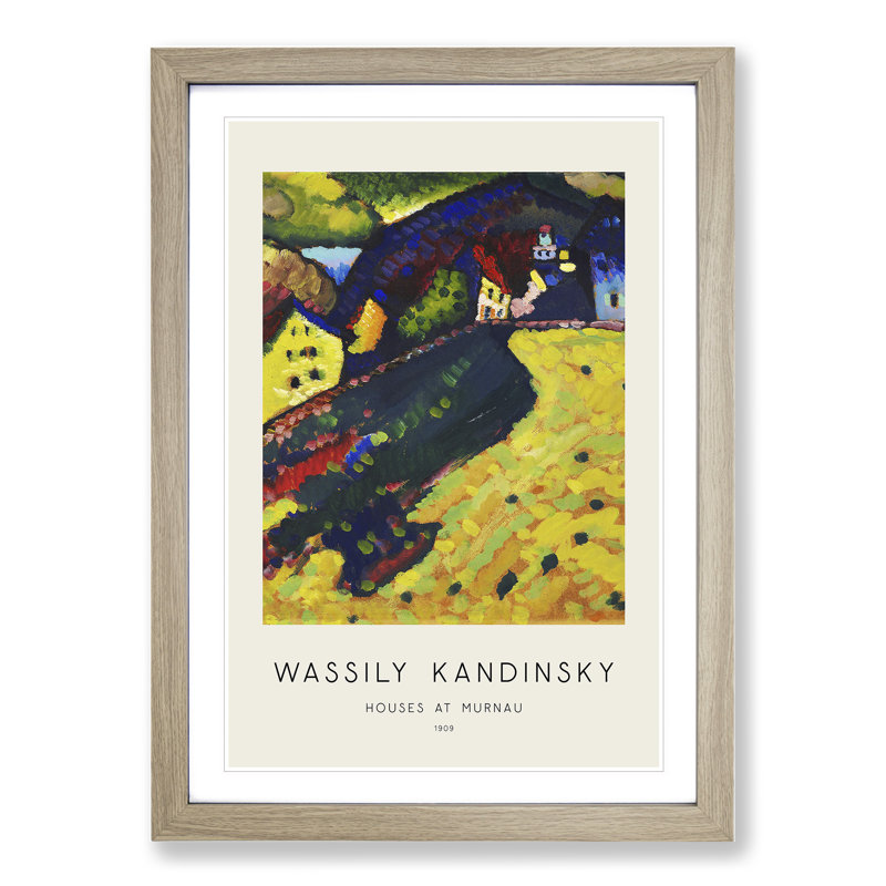 Houses at Murnau by Wassily Kandinsky - Picture Frame Painting, 65cm H x 48cm W x 2cm D, Oak Framed