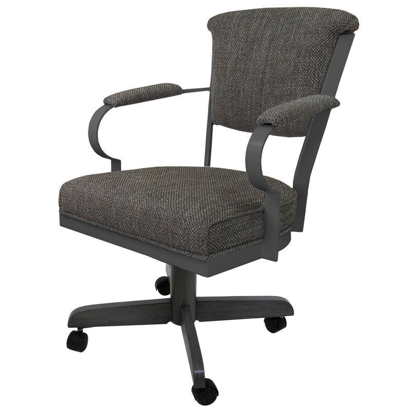 Chaise pivotante en métal avec base Pitt, Plumley cacao, Gris