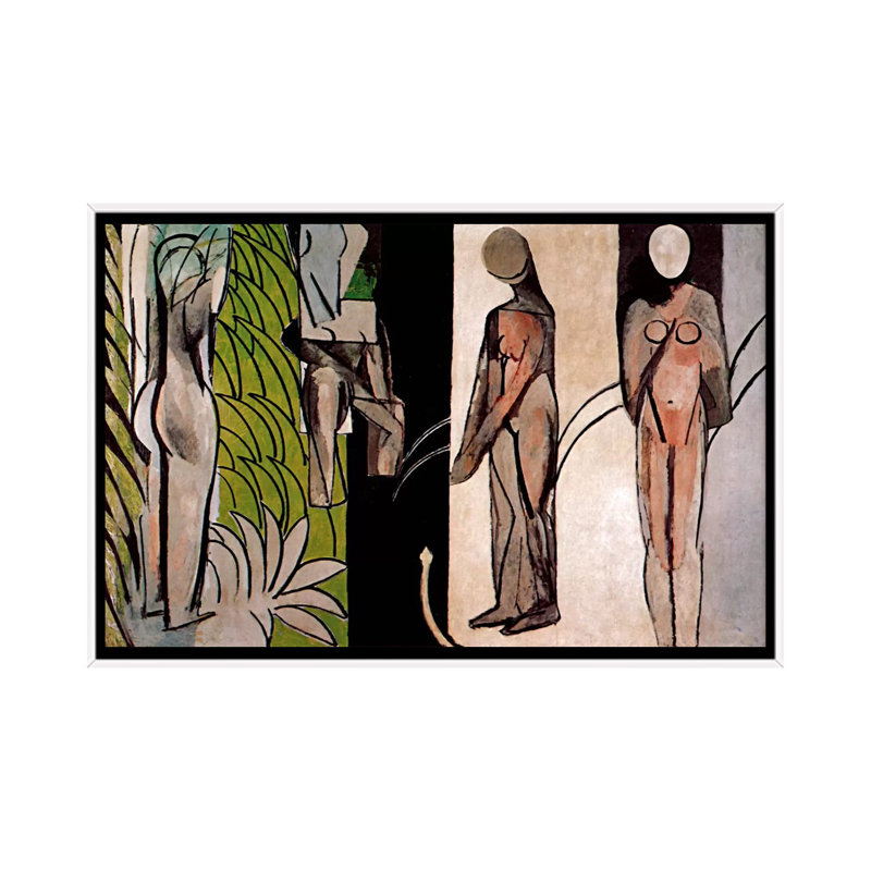 «Bathers by a River» par Henri Matisse - reproduction, H 26 po x l 40 po x 1,5 po, Toile blanche encadrée