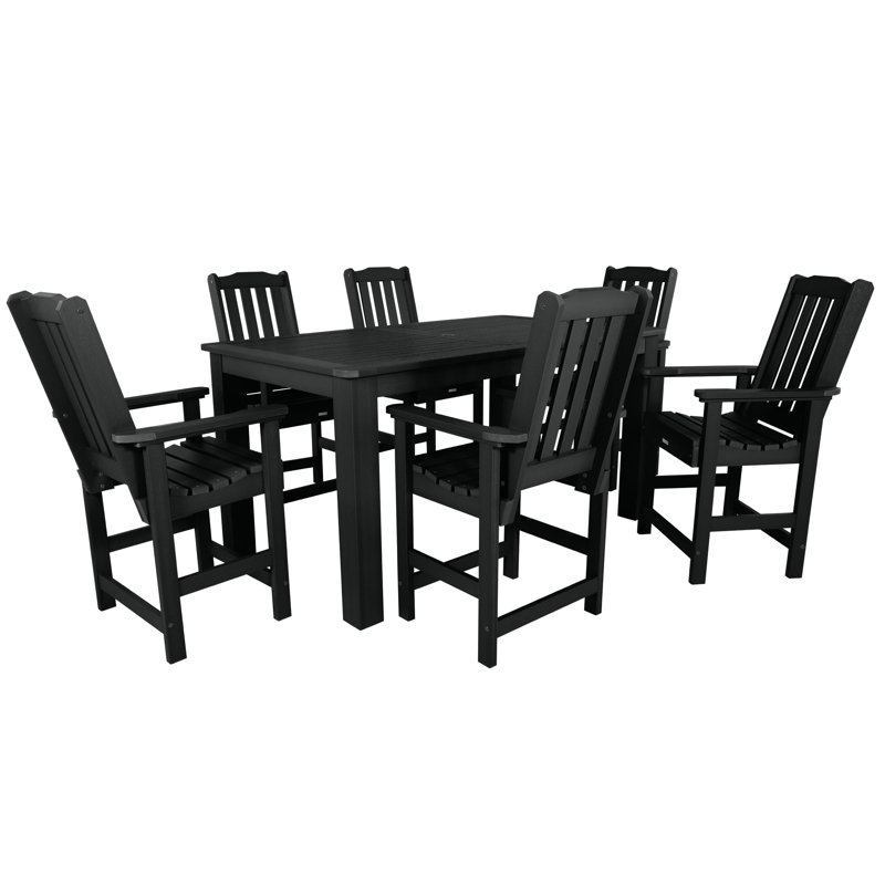Ensemble de salle à manger rectangulaire pour 6 personnes Midwest, Noir, 36'' H x 42'' W x 72'' L