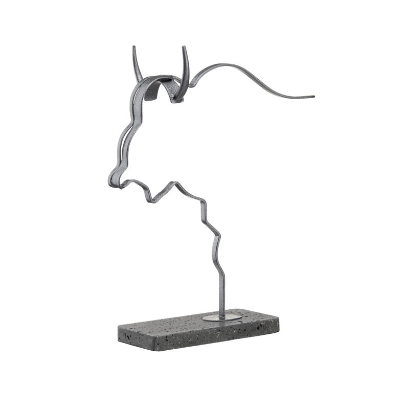 Modern Abstract Bull Head Metal Statue