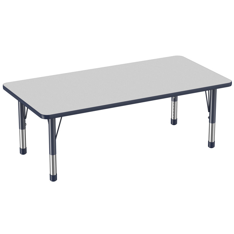 Table d'activité rectangulaire à hauteur réglable en forme de T, Gris/bleu marine, 24 po x 60 po, Super