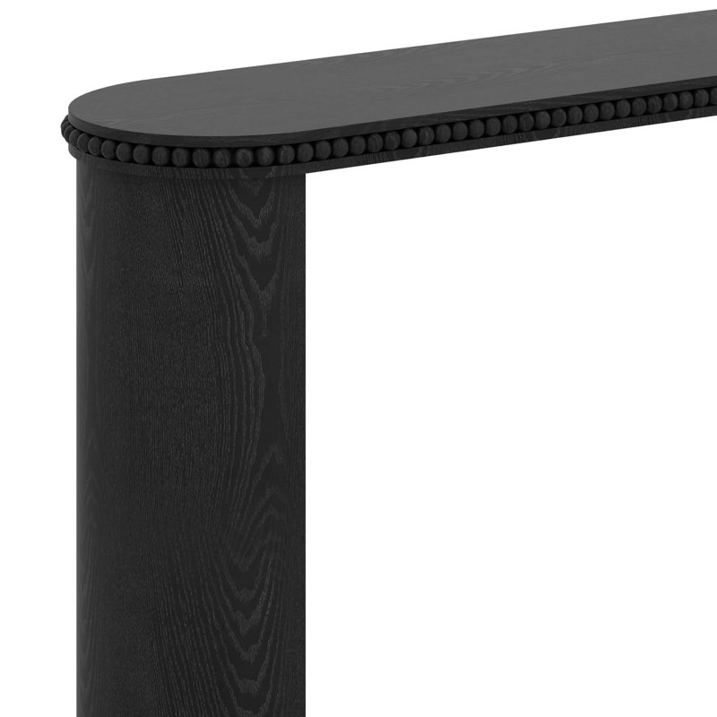 Wood Arched Console Table With Wood Beads, Mid Centeury Modern Curved Entryway Table, Black