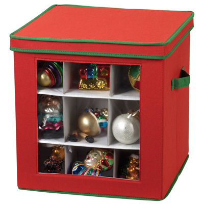 27‑Piece Ornament Storage Box with Clear Front Panel and Adjustable Dividers