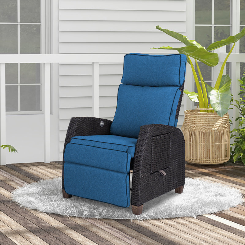 Wicker Outdoor Lounge Chair, Blue