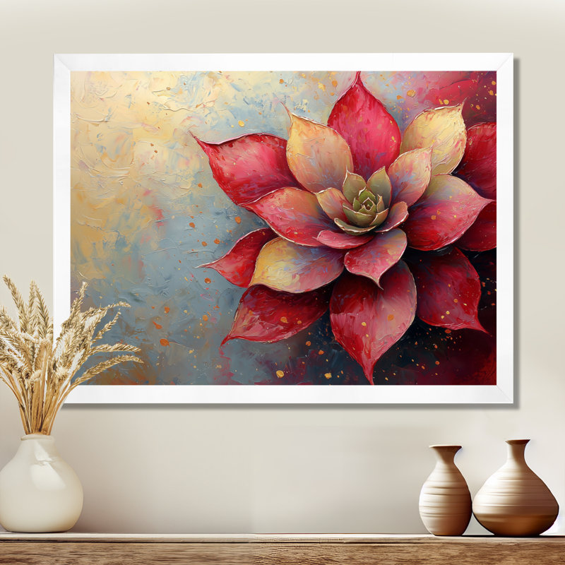 Jacere abstrait vibrant Echeveria Succulent - Succulent Large Art mural, Reproduction encadrée d'une seule photo, Blanc