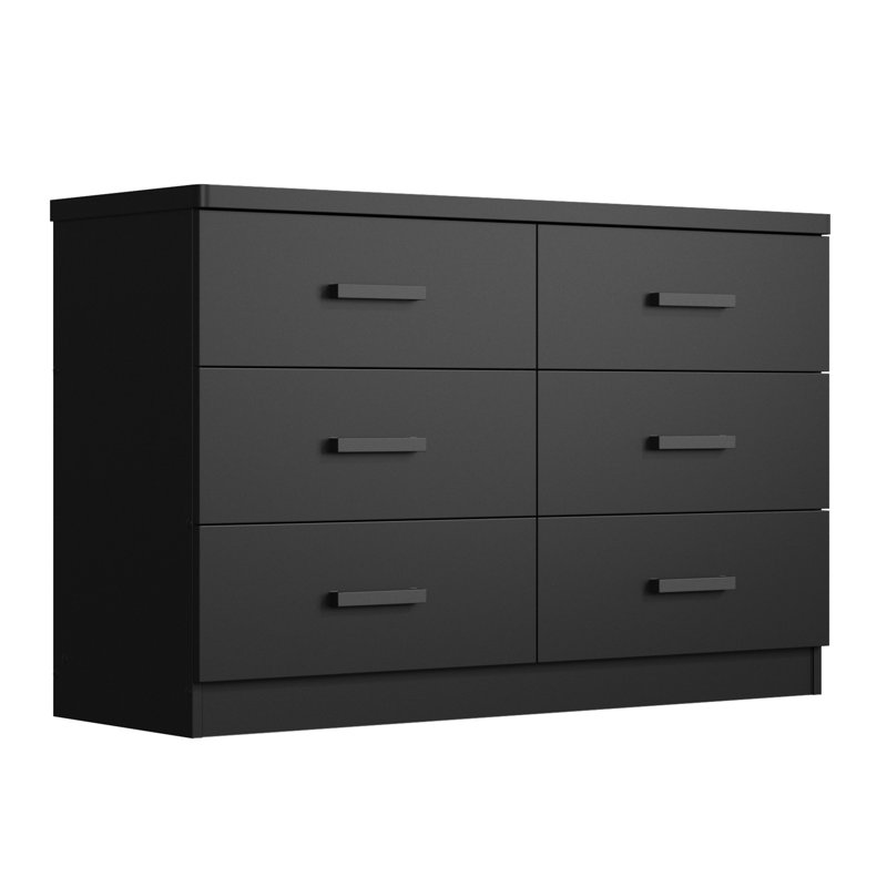 Commode 6 tiroirs Barstis, Noir