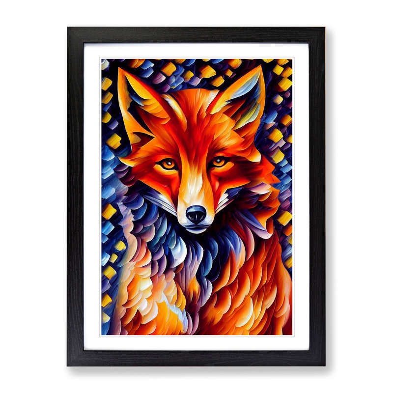 FRM-V0523-1024X Fox In Colour 1 Piece Wall Art, 46cm H x 34cm W, Oak Framed