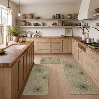 Fern Leaf Non-Slip Washable Kitchen Mats