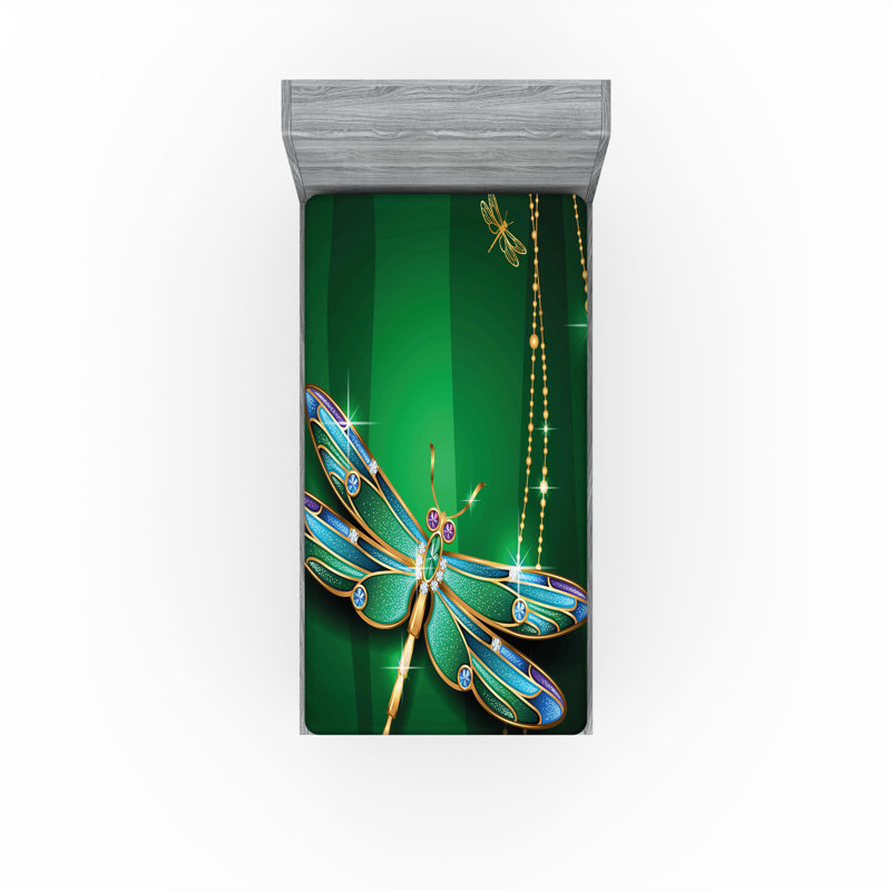 Multicolore Ambesonne Dragonfly, Drap-housse de taille simple