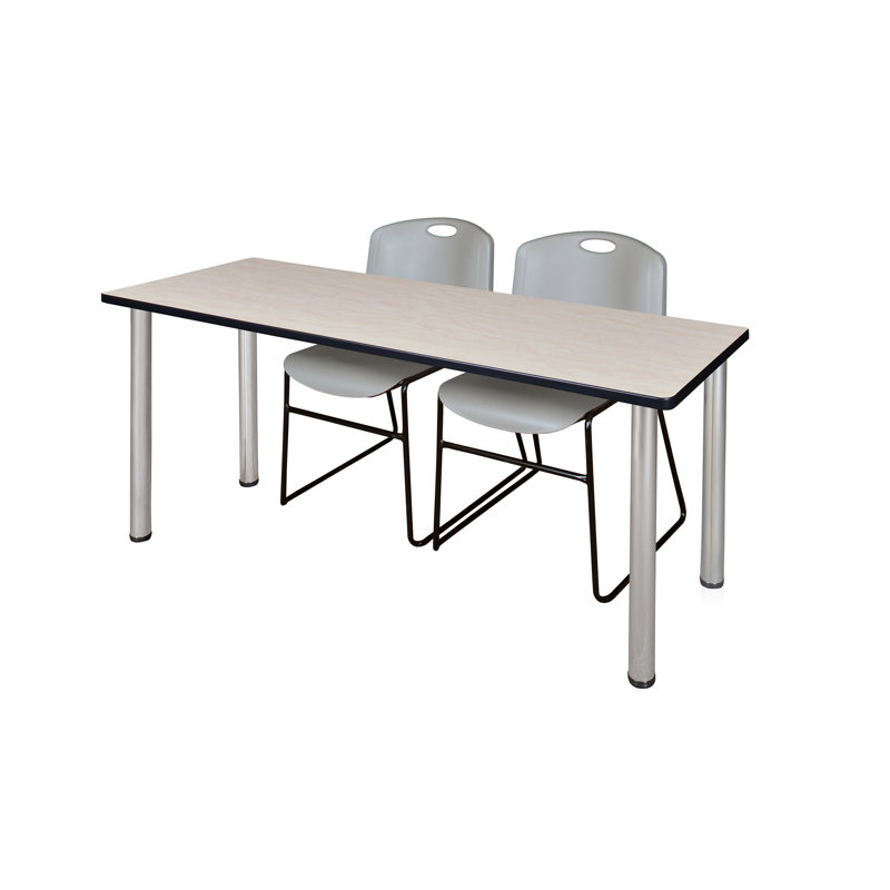 Plateau de table Regency Kee et 2 chaises Zeng, H 29 po x L 66 po x l 24 po, gris, Érable