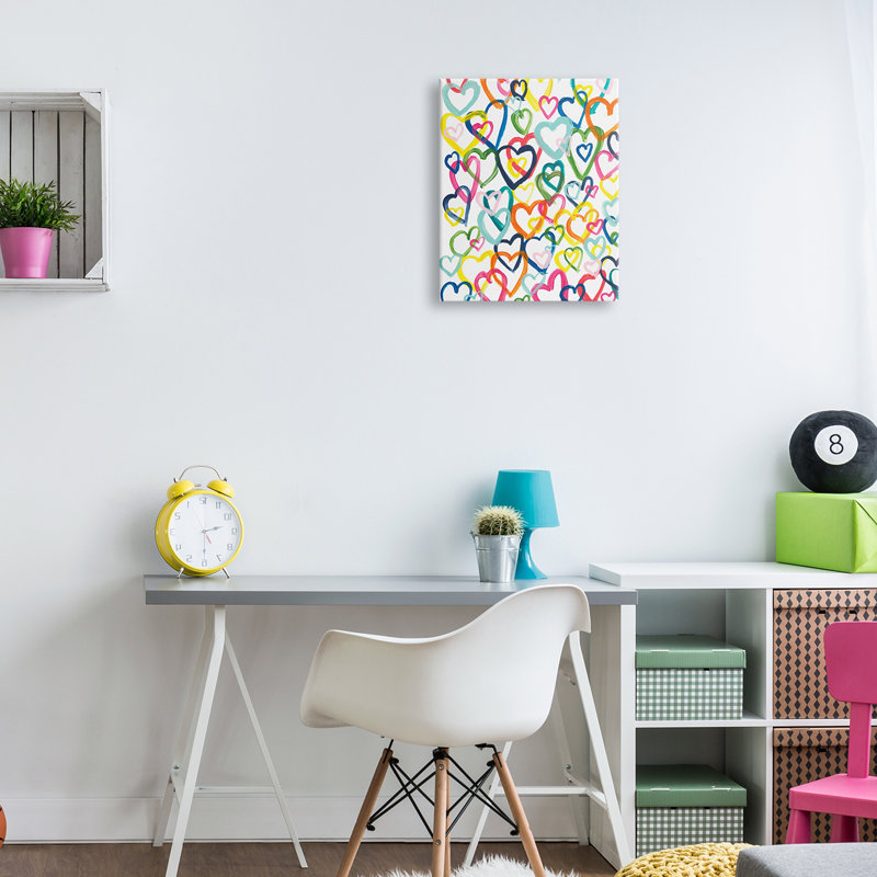 " Lovely Bold Rainbow Hearts Pattern Collage " by Bronwyn Baker, Canvas, 16" W x 20" H