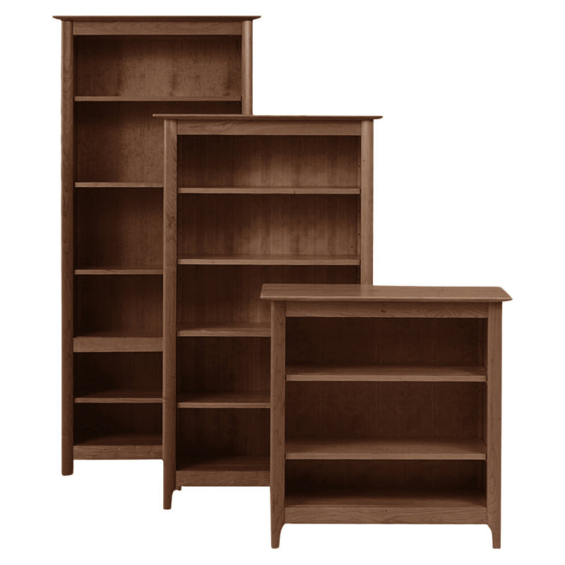 Sarah 34" W Solid Wood Standard Bookcase, Cognac Cherry, Conventional, 72.88" H x 34" W x 16" D