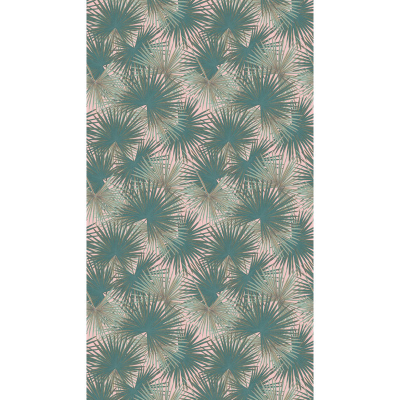 Papier peint floral Dasaan, Vert / rose