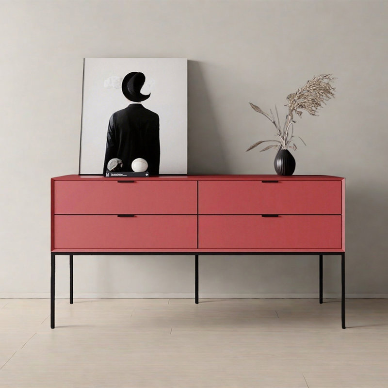 Modern Minimalist Practical Console Table, Burgundy, 31.5" H x 70.87" W x 15.75" D