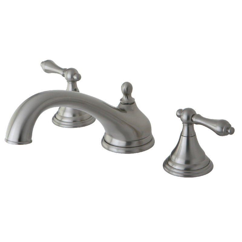 Kingston Brass Vintage Two-Handle 3-Hole Deck Mount Roman Tub Faucet, Brushed Nickel