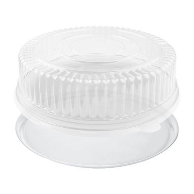 Plateaux ronds transparents en plastique de 40 cm avec couvercles - 25 configurations
