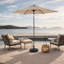 Parasol de table d'extérieur 9 pi avec parasol à bouton-poussoir et manivelle, parasol de marché 6 côtes robustes, terrasse, cour, piscine (base non incluse) (parasol de patio)-1683562561