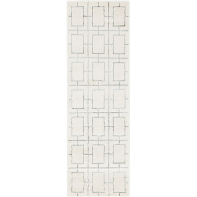 Glam Geometric White Silver Area Rug