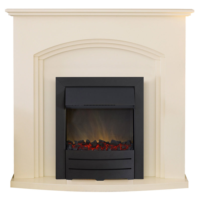 Truro Adam 103.5cm W Electric Electric Fireplace Suite with 6824.28 BTU, Black