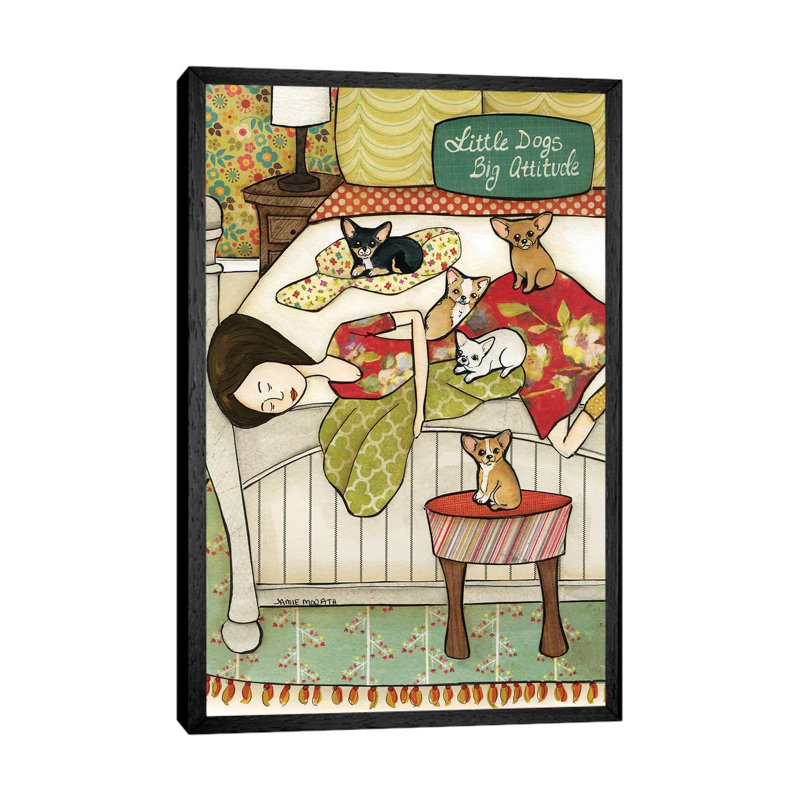 Little Dogs by Jamie Morath - Print on Canvas, 101.6cm H x 66.04cm W x 3.81cm D, Black Floater Framed