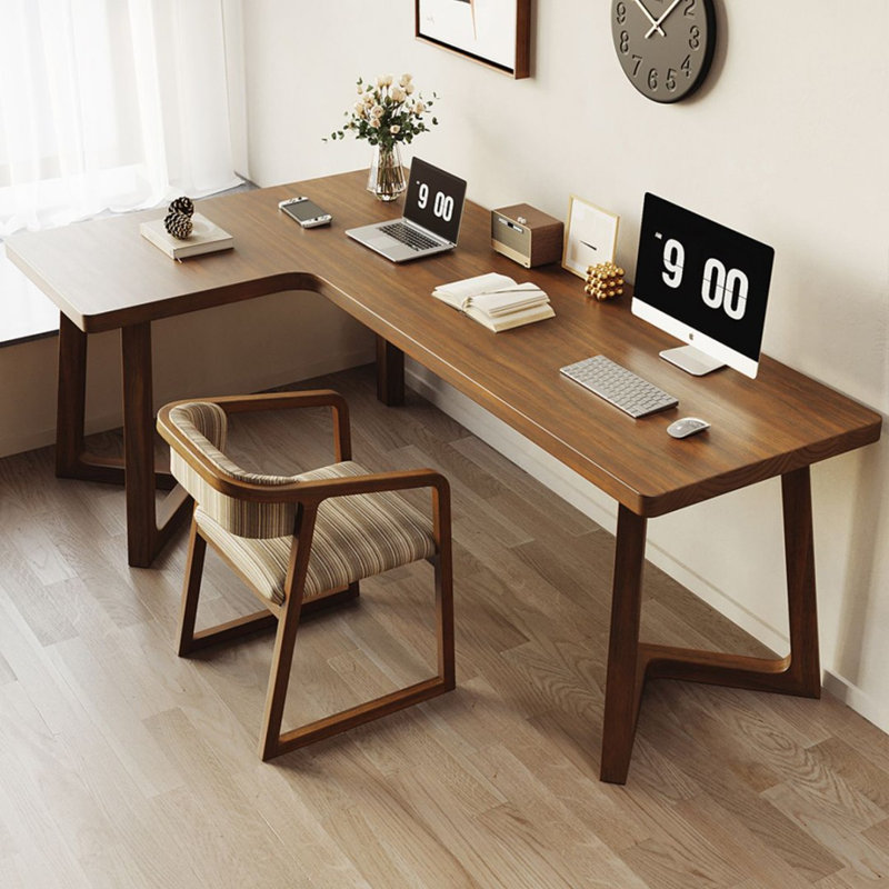 Nut-Brown Rectangular Solid Wood Desk | Stylish & Durable