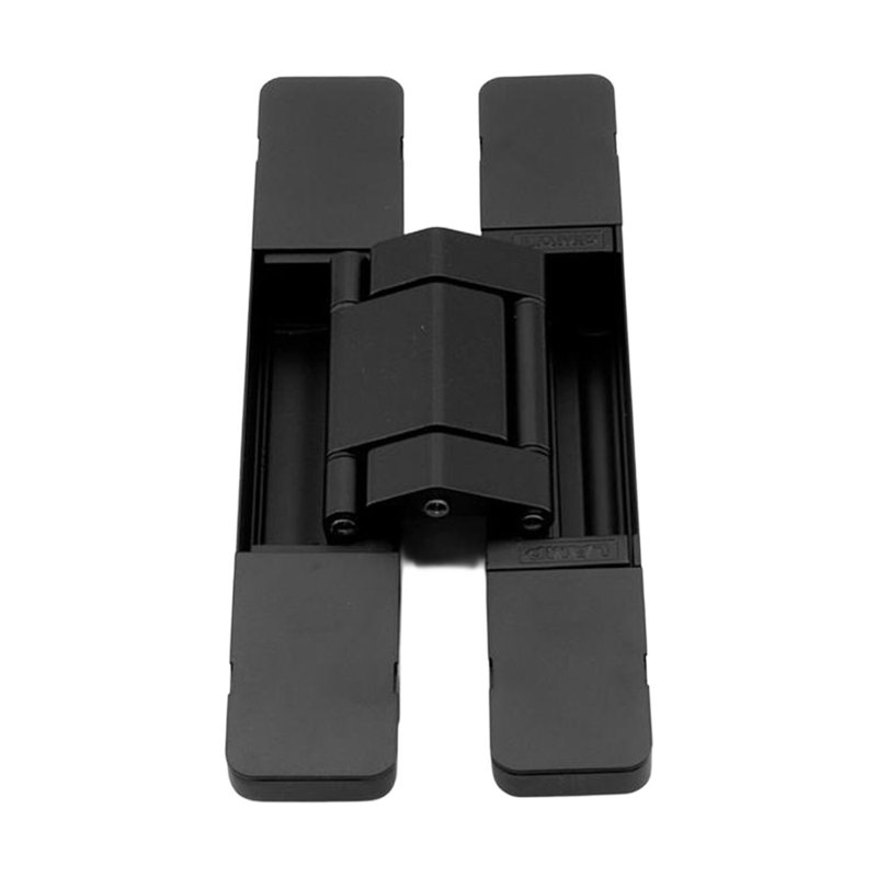 Charnière de porte dissimulée réglable à 3 voies Sugatsune, finition noir mat, Noir mat