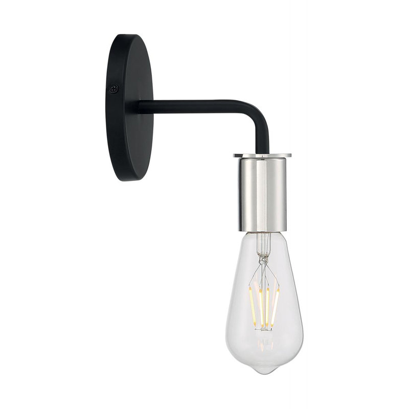 Avriana Dimmable Bath Sconce, Black/Polished Nickel