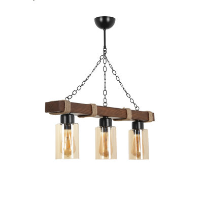 Luminaire suspendu cylindrique pour îlot de cuisine à 3 lumières avec accents en fer forgé Mattias