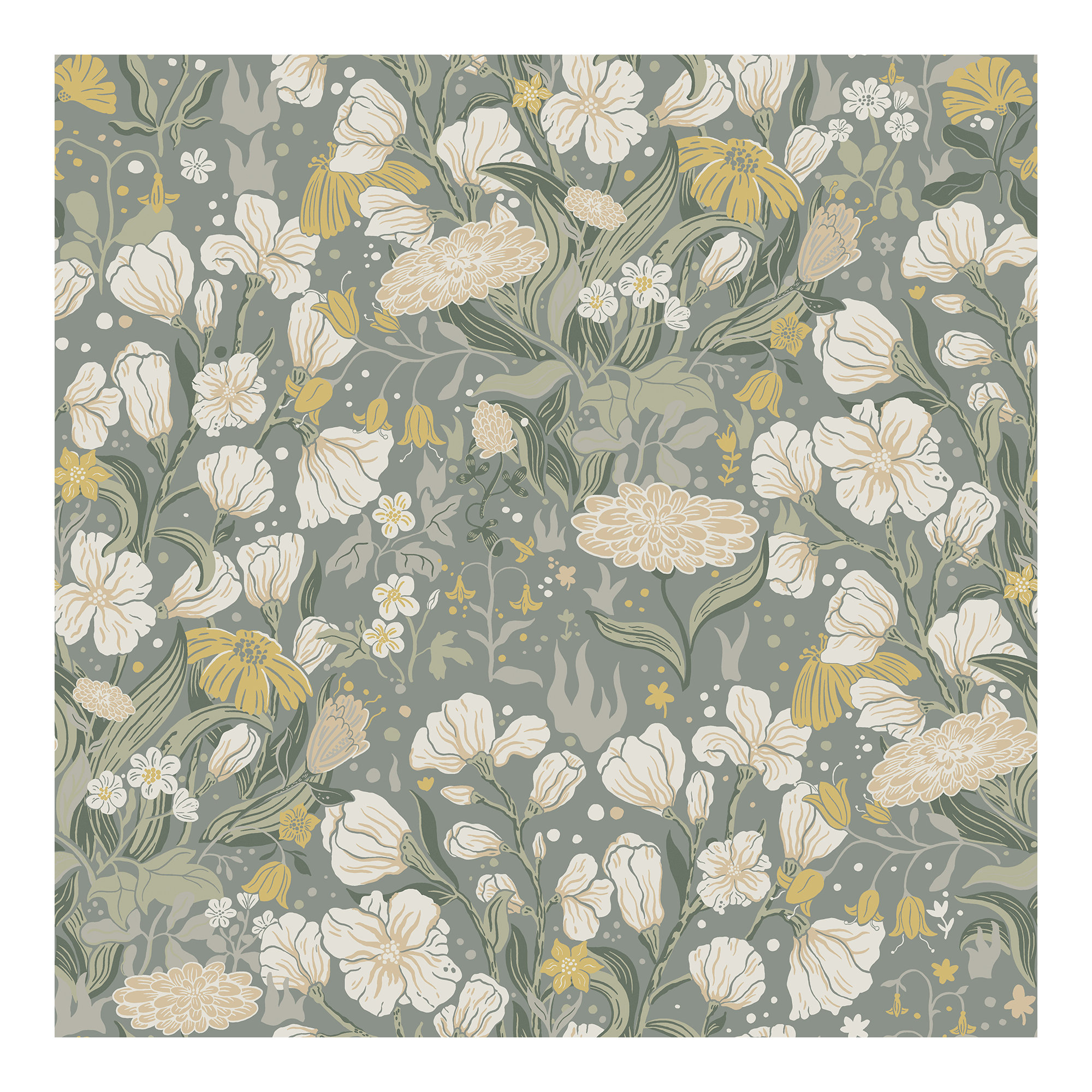 Bixby Faux Grasscloth Wallpaper, Yellow/Ivory/Green