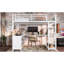 Lit mezzanine en métal peu encombrant avec garde-robe de rangement et bureau en L, design moderne pour la maison