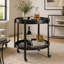 Table d'appoint ovale avec 2 tablettes, durable et élégante pour le divertissement à domicile-131270223