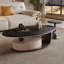 Table basse moderne minimaliste ovale en bois massif-103550145