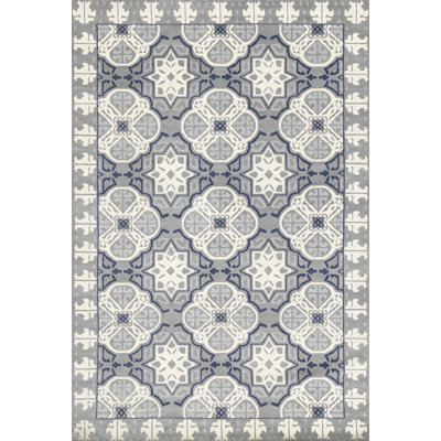 Capistrano Wool Geometric Area Rug in Rich Navy/Gray Blue/Ivory