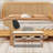 2 Tiers Cute Dog Entryway Bamboo Bench Elegant Rectangular Shoe Rack Bench With Cushion-350487068