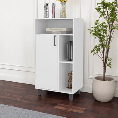 Armoire blanche avec rangement ouvert et 1 porte pour la cuisine