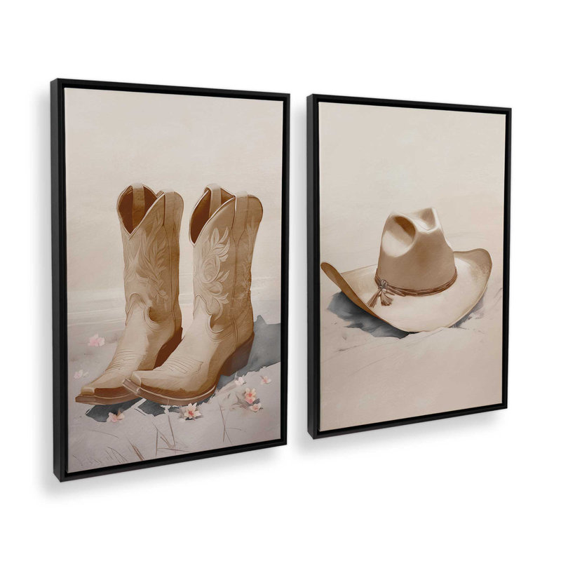«Sandy Cowboy Essentials», ensemble de 2, Cadre flottant noir satiné, H 19 po x l 26 po