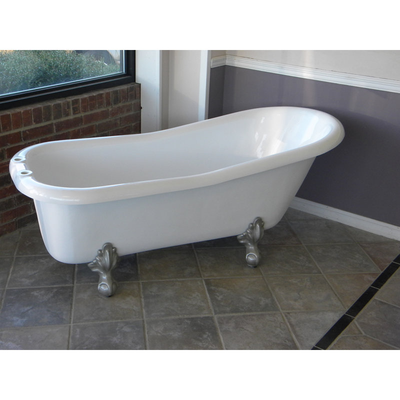 Ambassador 60" x 30" Clawfoot Soaking Bathtub, Brushed Nickel