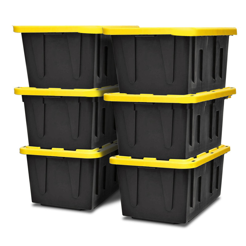 HOMZ Durabilt, Heavy Duty Plastic Storage Bins with Lids, 15" H x 10" W x 8" D