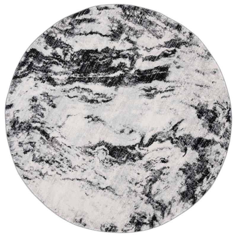 Dwana Machine Woven Abstract Area Rug, Round 6'7"