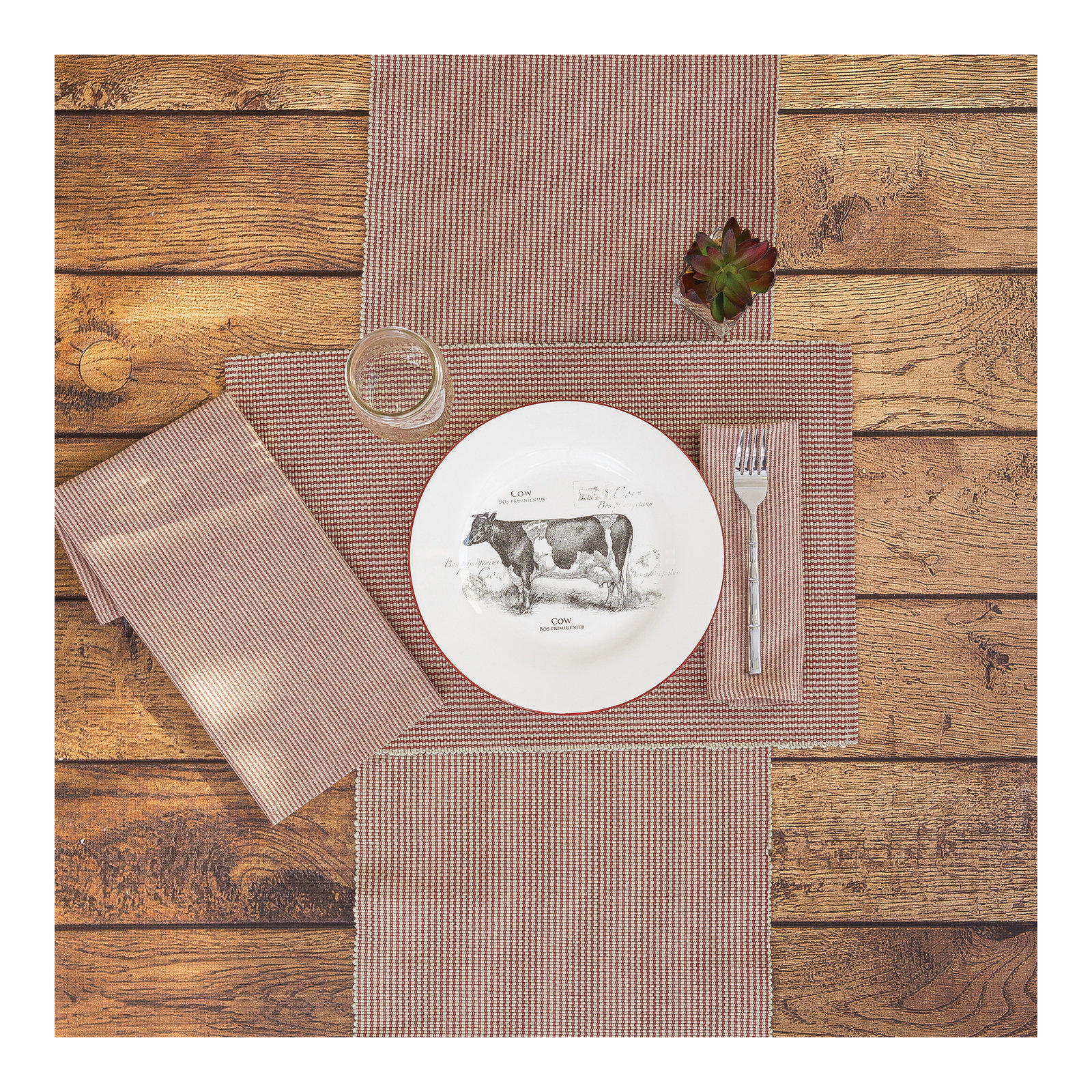 Gilmour Port Stripe Cotton Table Runner, Rust