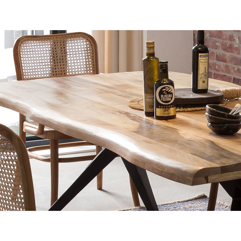Lewandowski Acacia Rectangular Wood Top Dining Table, 75cm H x 240cm L x 100cm W, Antique brown