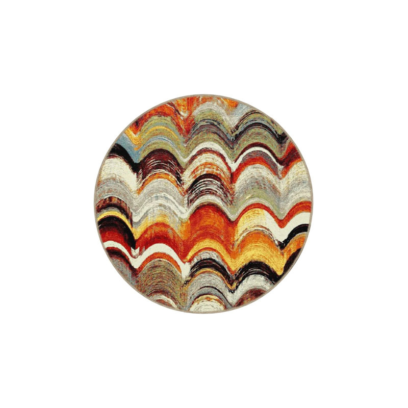 Mixed Multicolored Wavy Patterned Washable Decorative Carpet, Runner 2'6" x 9'11"