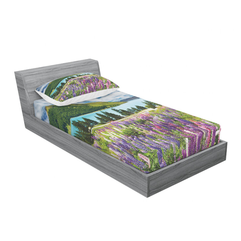 Microfiber Floral Sheet Set, Twin XL Sheet Set with Fitted Sheet