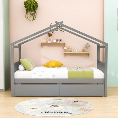 Lit simple en bois avec deux tiroirs de rangement Autym