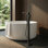 Robinet de baignoire à fixation au sol Cozyblock Robinet de baignoire autoportant Robinet de douche à haut débit sur pied, bec pivotant avec douchette carrée | Robinet de baignoire moderne (noir mat)