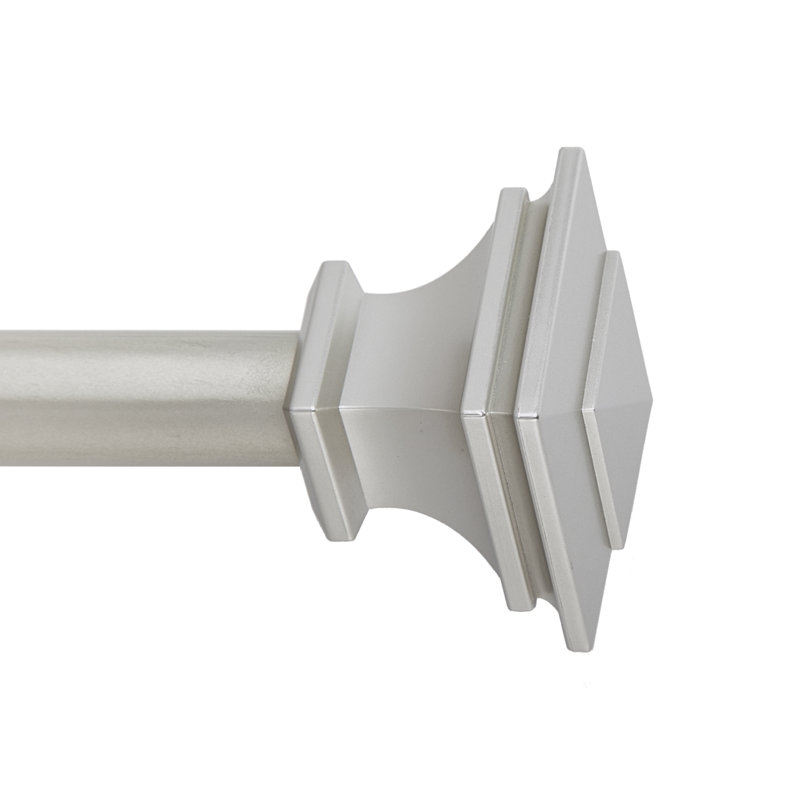 Andrew Steel Adjustable Single Curtain Pole, 72" - 144", Nickel