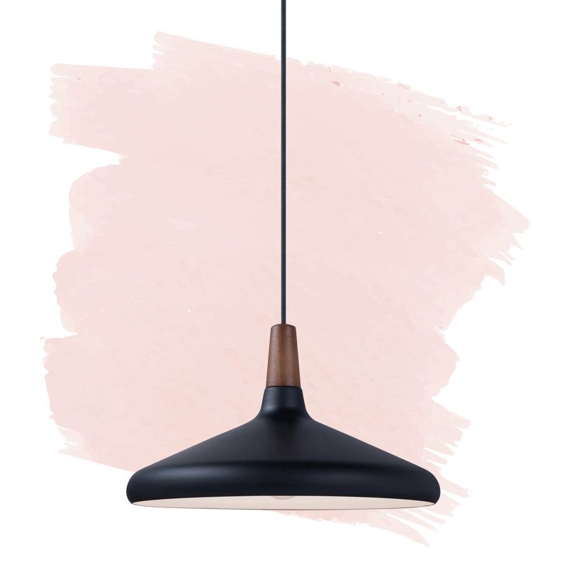 Luminaire suspendu en aluminium Drew, Noyer / Noir, 9 po x l 15,25 po x P 15,25 po