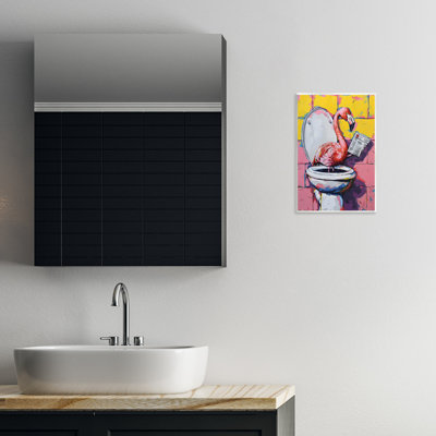 «Flamingo News» sur plaque murale de toilette, design par LSR Design Studio